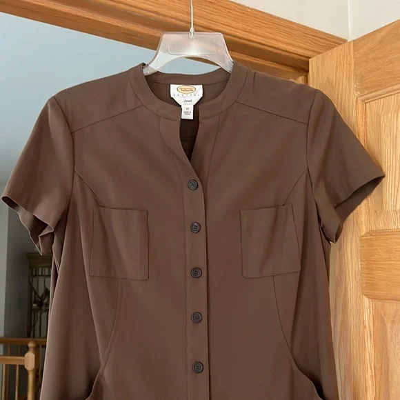 Talbots - Beautiful Brown Buttoned Dress - Size 12 Petite - Picture 3 of 16